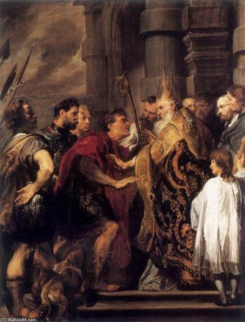 Anton Van Dyck: most important works - The Emperor Theodosius and Saint Ambrose (1619-1620)