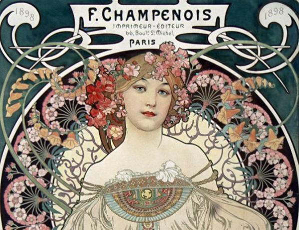 Art Nouveau: charakteristikos - Art Noveau grafikos mene