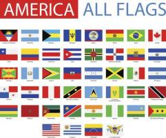 アメリカのすべての旗：南、北、中央