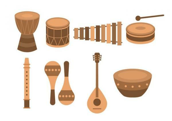 List with African musical instruments
