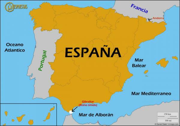 Imena španjolskih mora - Popis i karta