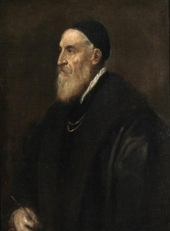 Painting portraying or Renaissance artist Titian