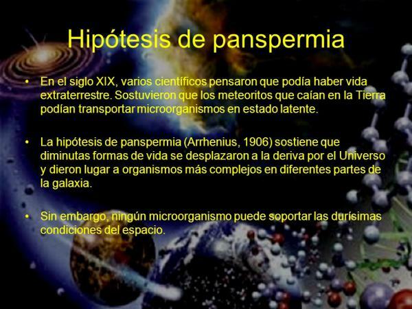 Summary on the theories of the origin of life - Panspermia
