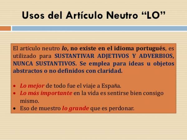 Ποια είναι τα ουδέτερα άρθρα στα ισπανικά - Ποια είναι τα ουδέτερα άρθρα