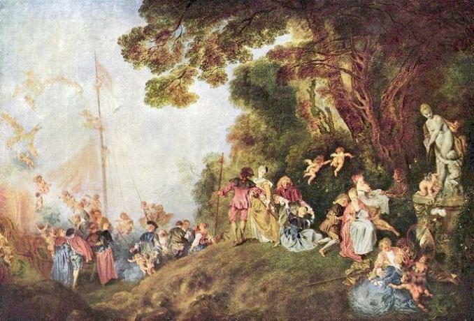 จาริกแสวงบุญที่เกาะ Cythera โดย Antoine Watteau