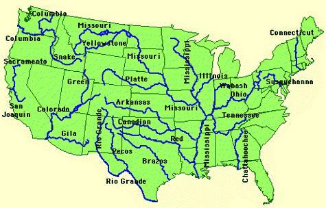 Pohjois-Amerikan joet - kartalla - Pohjois-Amerikan joet: Tyynenmeren rinne