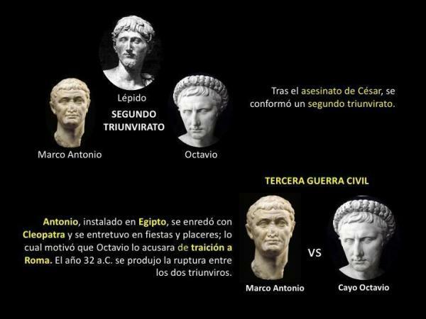 Primo e secondo triumvirato romano - Riassunto - Secondo triumvirato romano (43 a.C.) c. - 31 a. C.)