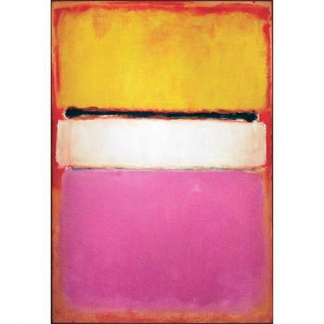 Beroemde abstracte schilderijen - Wit centrum (geel, roze en lavendel op roos) door Mark Rothko (1950)