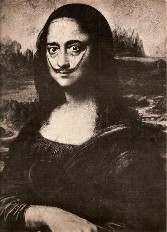 Salvador Dali, autoportree Mona Lisa rollis (1954)