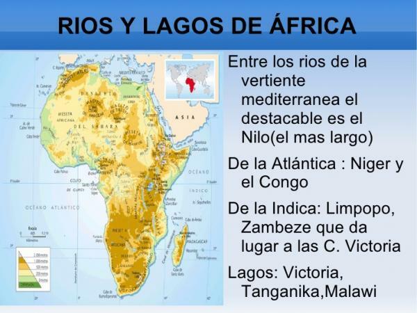 지도가 있는 아프리카의 강 - 대서양 경사면에 있는 아프리카의 강