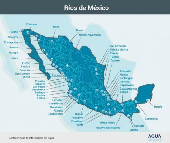 მექსიკის მდინარეები - რუკით