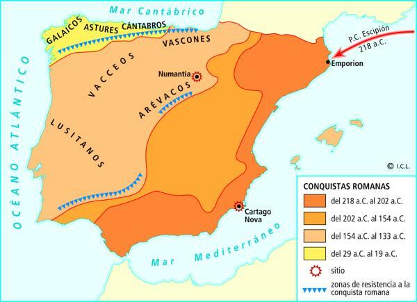 Kekaisaran Romawi di Spanyol - ringkasan - Perang penaklukan Romawi: antara Iberia dan Romawi 