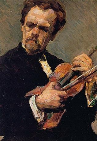 Homem with violin, painting by Lasar Segall
