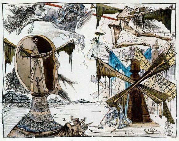 Don Chisciotte e i mulini di Salvador Dalí