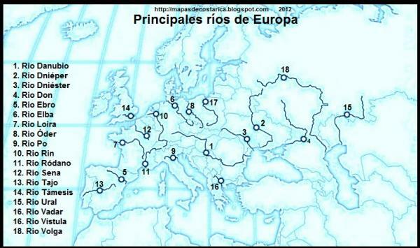 Hlavné rieky Európy - zoznam na štúdium
