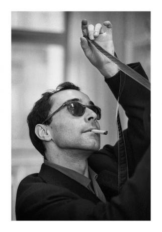 Portrait of Jean-Luc Godard.