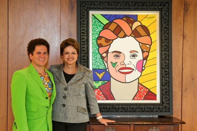Romero Britto și Dilma Rousseff