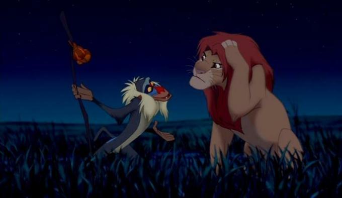 Rafiki talks with Simba.