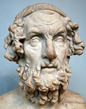 skulptur af Homer, græsk digter