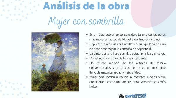 Şemsiyeli kadın: işin analizi - Monet tarafından bu eserde renk analizi 