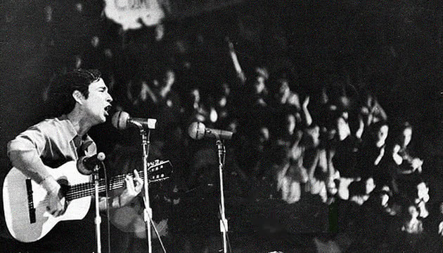 Geraldo Vacré no Festival da Canção din 1968.