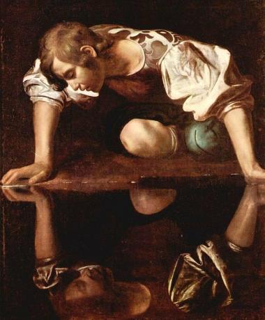 or Narcissus myth by Caravaggio