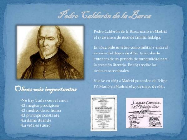 Spāņu baroka literatūras un viņu darbu autori - barokālās literatūras pārstāvis Kalderons de la Barka