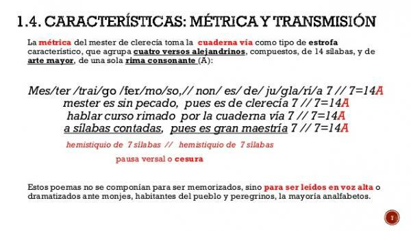 Метрика Mester de Clerecía - Как е метриката Mester de Clerecía