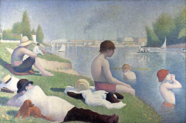 Postimpresionizmus: Najdôležitejšie diela - Kúpajúci sa v Asniere (1884), Georges Seurat