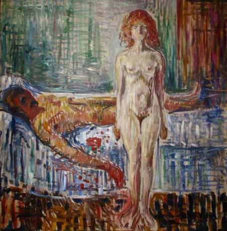 Edvard Munch: Śmierć Marata, 1907, olej na płótnie, 153 × 148 cm, Muzeum Muncha, Oslo.