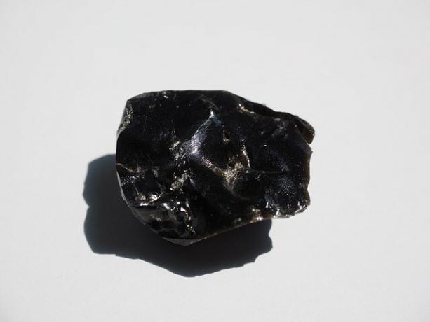 natural glass in the form of obsidian stone