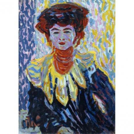 Kirchner: works of expressionism - Doris with a high collar (1906), one of Kirchner's first works
