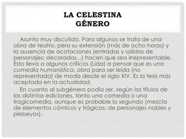 Analiza La Celestina - Gatunek La Celestina 