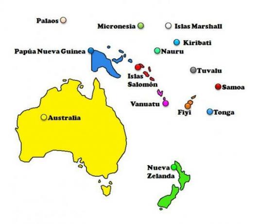 What is the number of countries in the world - The number of countries in Oceania is 14
