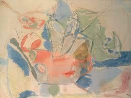 有名な抽象絵画-ヘレン・フランケンサーラーによる山と海（1952）