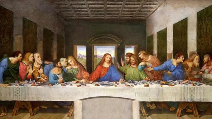 På den siste ceiaen viser Leonardo da Vinci en referanse mellom Jesus og hans apostler