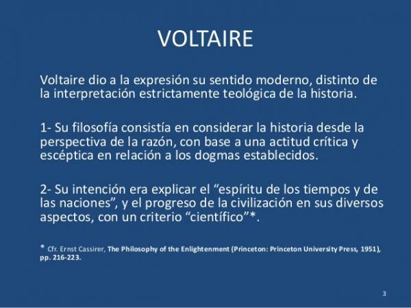 Voltaire: huvudidéer - Tanke på Voltaire "historiens filosofi"