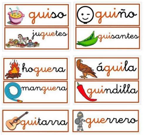 Думи с gue и gui без умлаути - с примери - Упражнение с думи с gue и gui