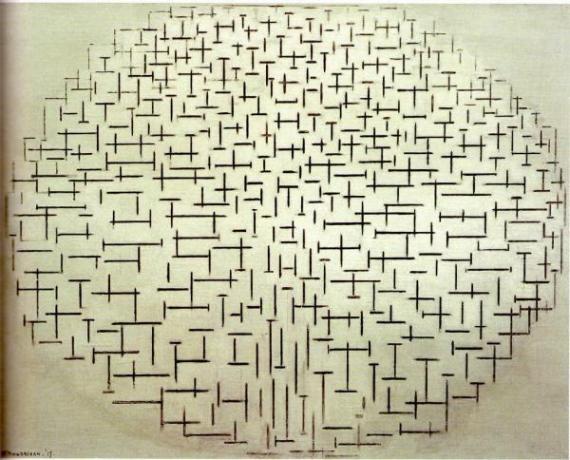 Piet Mondrian: Najdôležitejšie diela - Mólo a oceán (kompozícia č. 10) (1915)