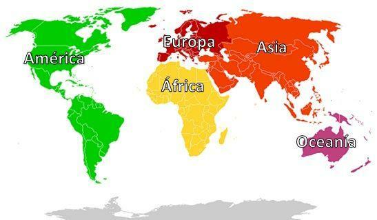 Världens kontinenter och hav - med karta - Världens kontinenter och karta