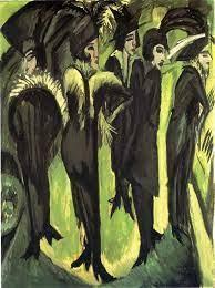 Kirchner: dışavurumculuk eserleri - Kirchner'in ikonik eserlerinden biri olan Potsdamer Platz'da beş kadın (1913)