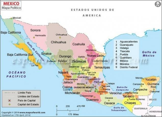 Политическа карта на Мексико