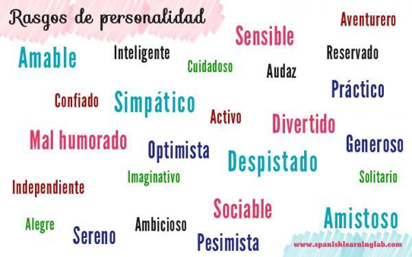 Списък на прилагателните на личността - Списък на 40 прилагателни на личността на испански 