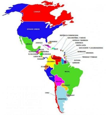 What is the number of countries in the world - America has 35 sovereign countries 