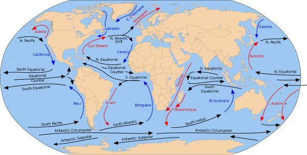 O que são correntes oceânicas - para crianças - Tipos de correntes oceânicas