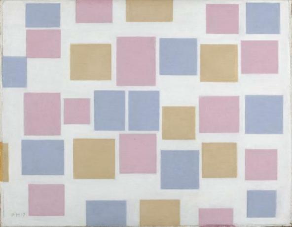 Piet Mondrian: Najdôležitejšie diela - Kompozícia s farebnými rovinami (1917)